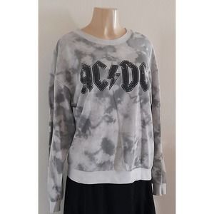 ACDC Gray Tie-dye Long Sleeve Pullover Size Juniors' XL
